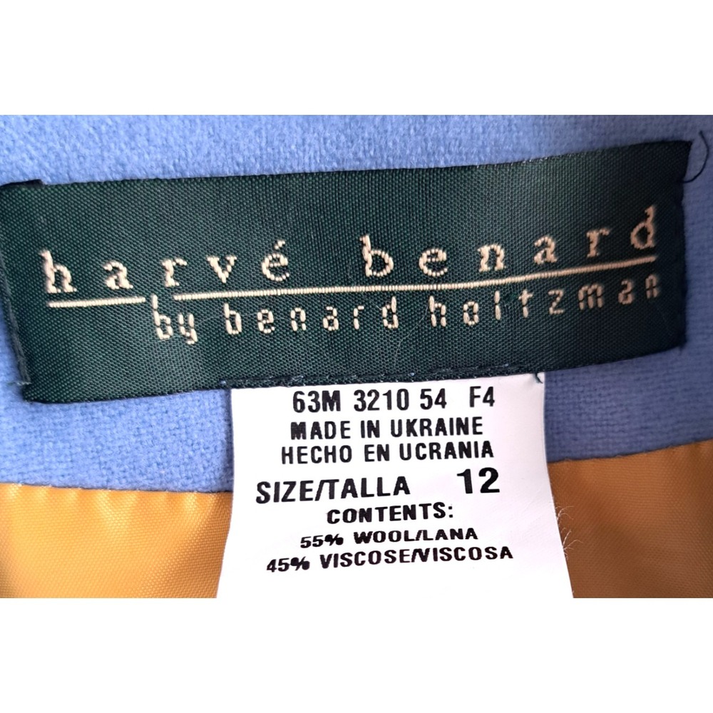 Vtg Harve Benard Holtzman Blazer Women's 12 Wool Blend Light Blue Ukraine - Picture 3 of 10
